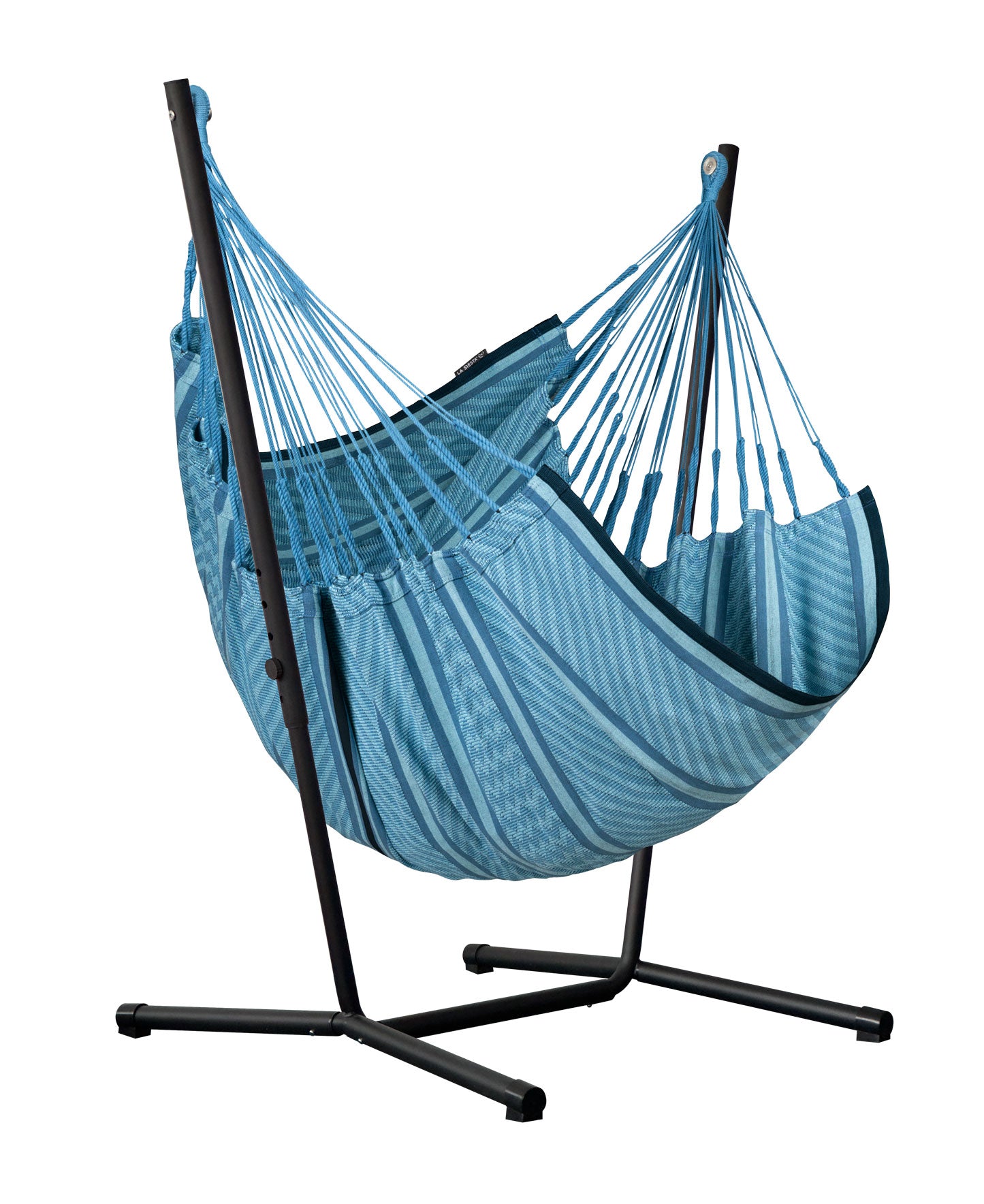 turn hängematte Fiji Organic Blue Zebra – Organic Cotton Comfort Size Hammock Chair wi