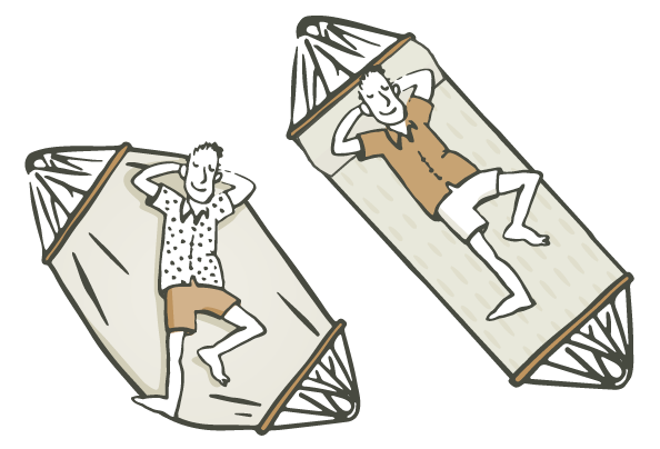 Hängematten mit Spreizstab: Offen und einladend