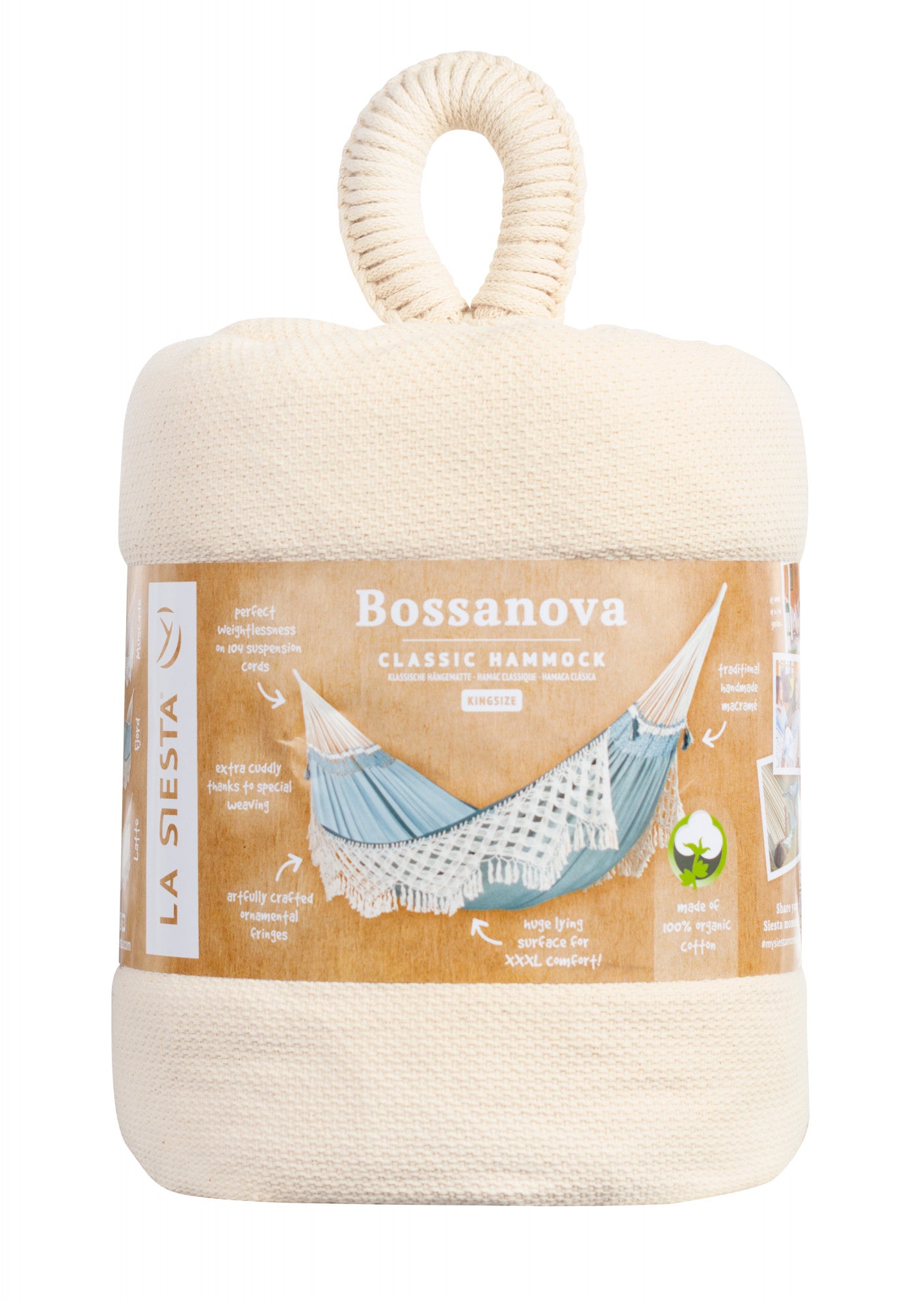 Bossanova Latte - Klassische Kingsize-Hängematte aus Bio-Baumwolle