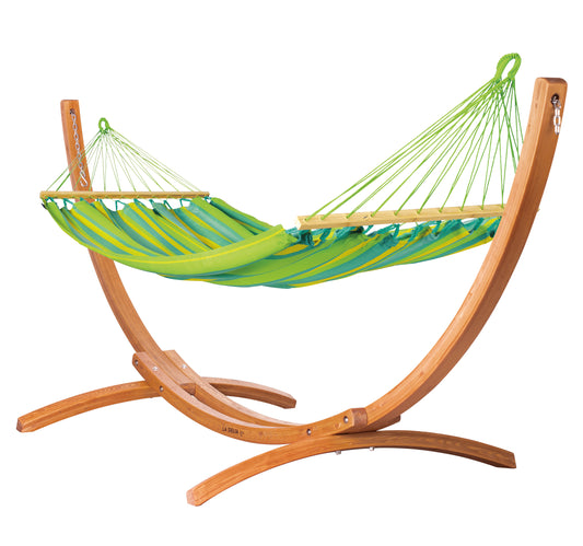 Maera Outdoor R Lime - Single Size Stabhängematte Outdoor mit Gestell aus FSC®-zertifiziertem Eukalyptus