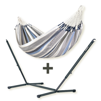 Nautico Outdoor Anthracite Sea Salt - Single Size Hängematte Outdoor mit Gestell aus verzinktem Stahl