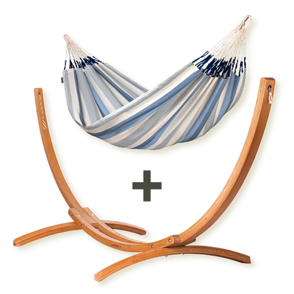 Maera Outdoor Sea Salt - Amaca taglia doppia outdoor con supporto in eucalipto certificato FSC®