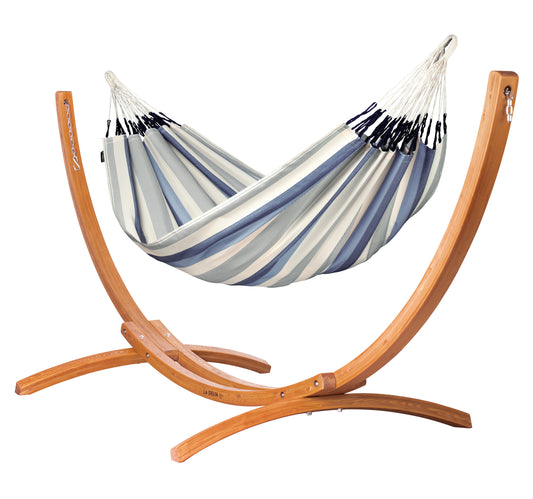Maera Outdoor Sea Salt - King Size Hammock Outdoor with FSC® certified Eucalyptus Stand