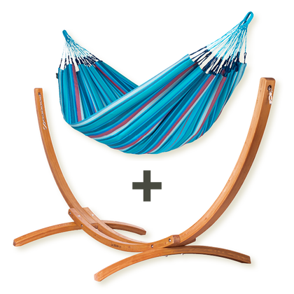 Maera Outdoor Wave - Double Size hangmat voor buiten met frame van eucalyptus met FSC®-certificaat