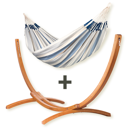Maera Outdoor Sea Salt - Amaca taglia king outdoor con supporto in eucalipto certificato FSC®