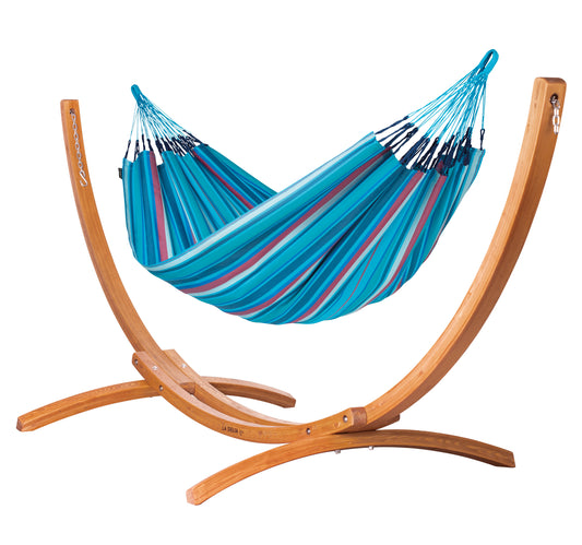 Maera Outdoor Wave - King Size Hammock Outdoor with FSC® certified Eucalyptus Stand
