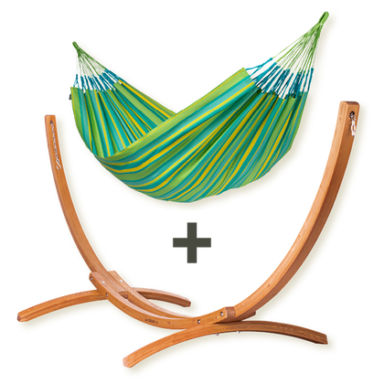 Maera Outdoor Lime - Amaca taglia king outdoor con supporto in eucalipto certificato FSC®