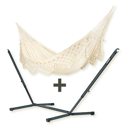 Nautico Brazil Anthracite Latte - Amaca taglia king in cotone biologico con supporto in acciaio zincato