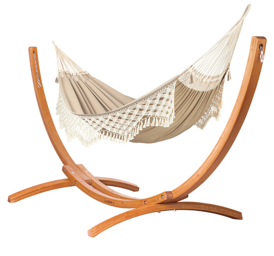 Maera Brazil Muscade - King Size Hängematte aus Bio-Baumwolle mit Gestell aus FSC®-zertifiziertem Eukalyptus