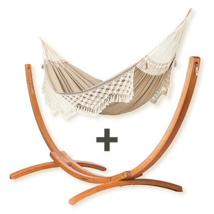 Maera Brazil Muscade - King Size Organic Cotton Hammock with FSC® certified Eucalyptus Stand
