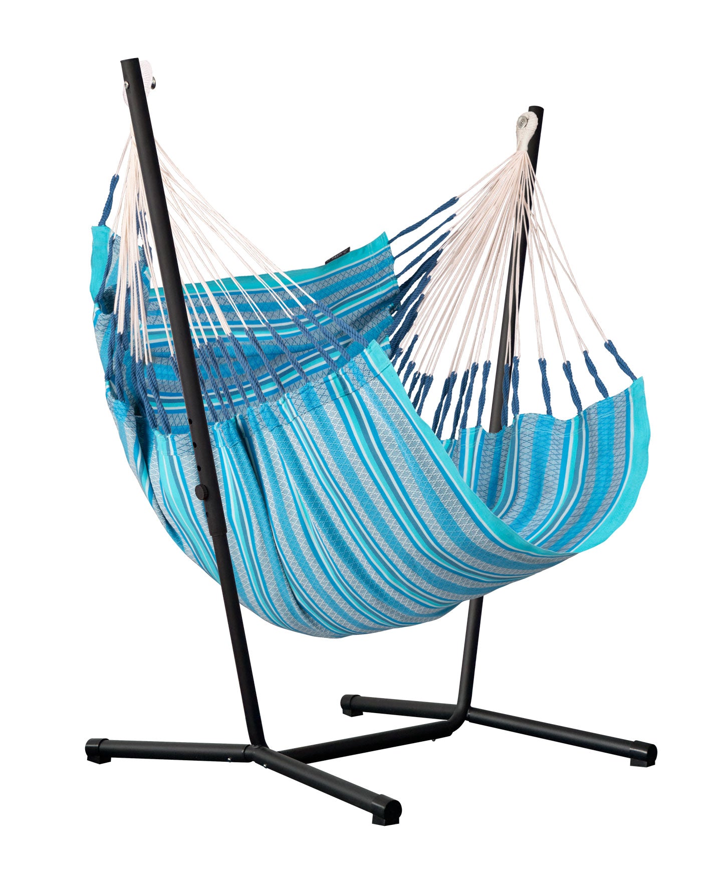 Fiji Organic Azure – Organic Cotton Basic Size Hammock Chair with Galvanized Steel Stand