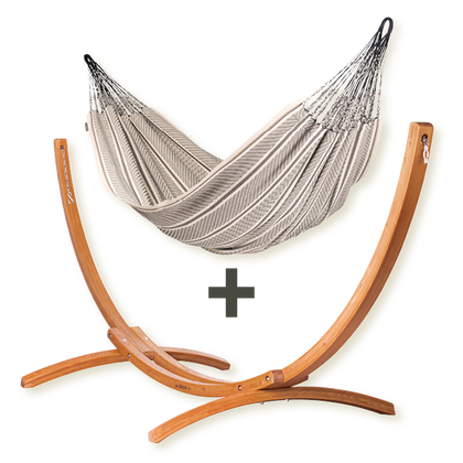 Maera Colombia Zebra - King Size Organic Cotton Hammock with FSC® certified Eucalyptus Stand