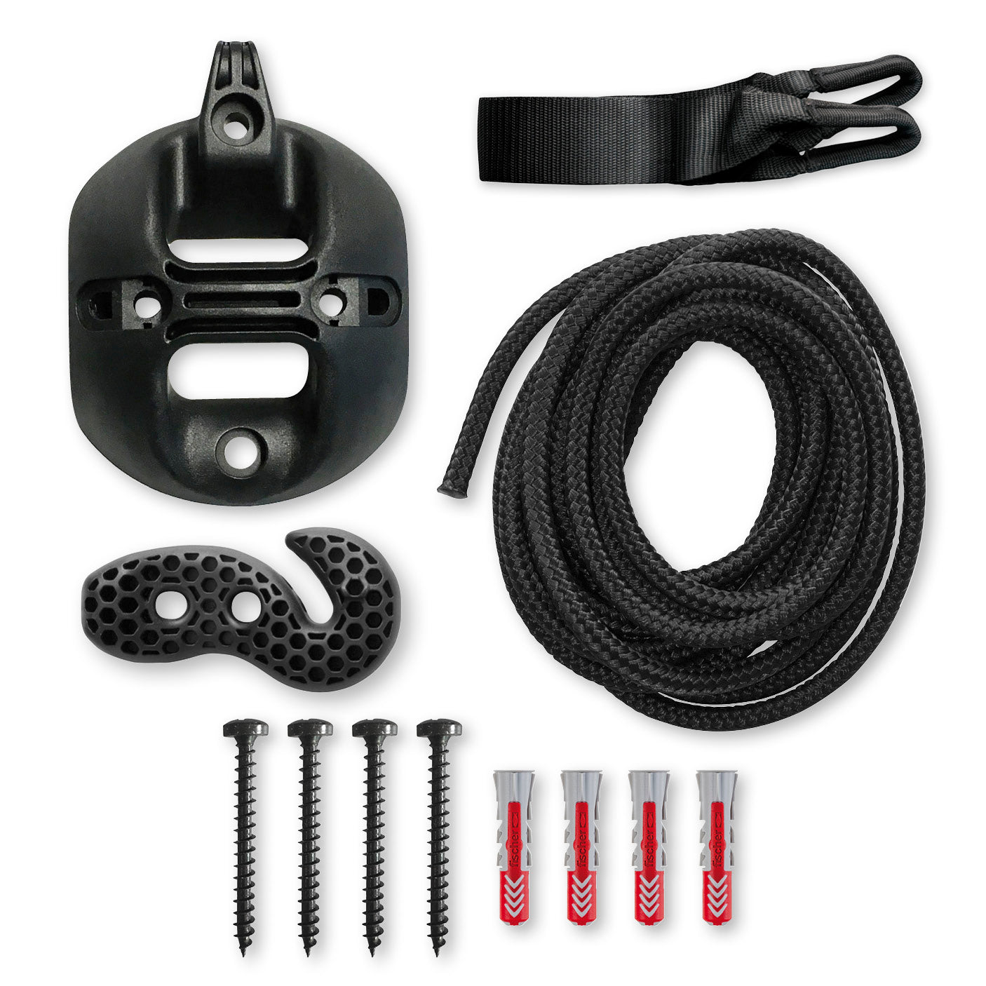 LA SIESTA® FlexMount 1point Black – Universal Suspension Set for Hammock Chairs (1-point)