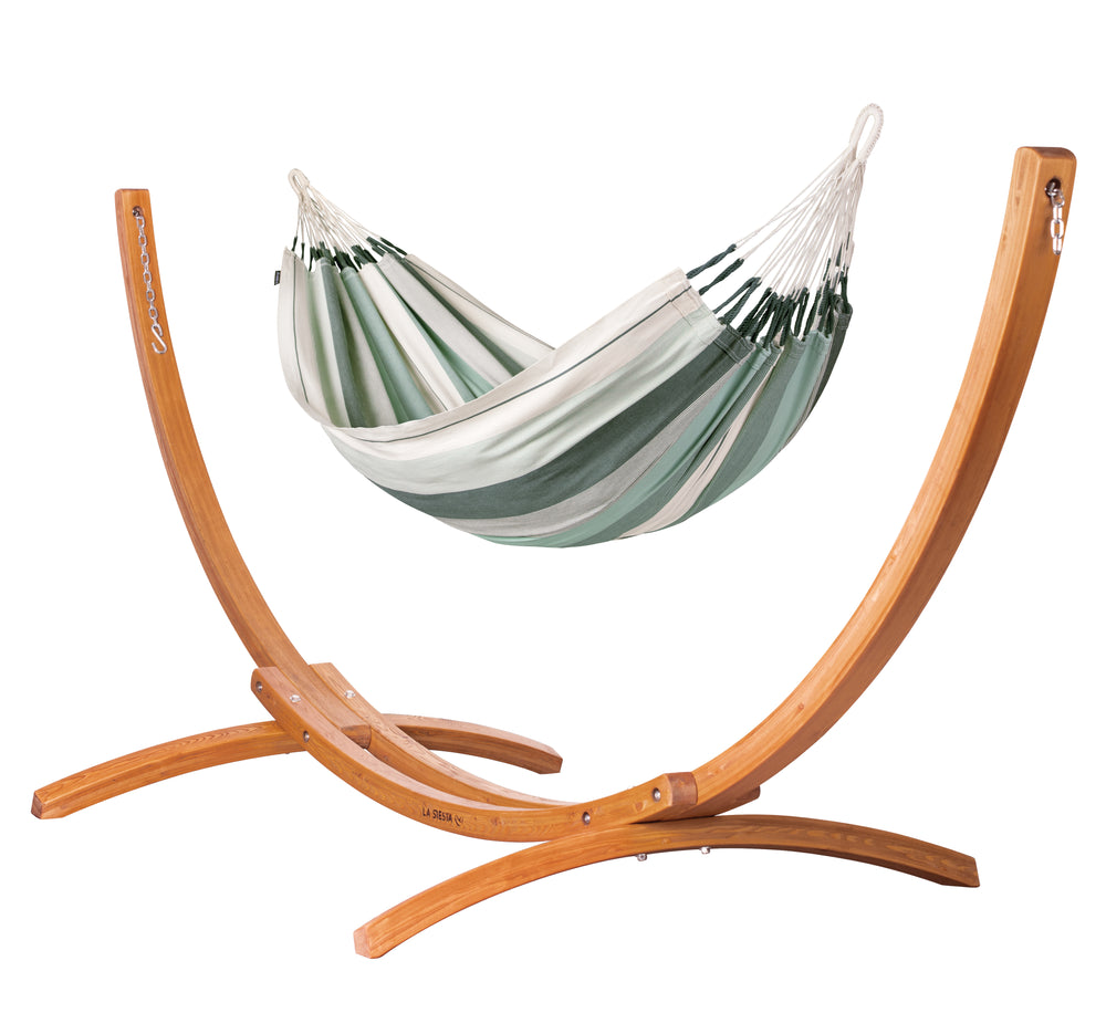 Maera Organic Olive - Single Size Organic Cotton Hammock with FSC® certified Eucalyptus Stand