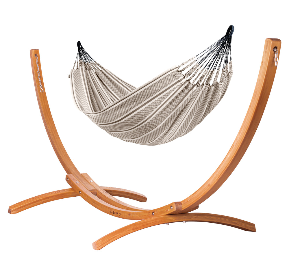 Maera Colombia Zebra - Double Size Organic Cotton Hammock with FSC® certified Eucalyptus Stand