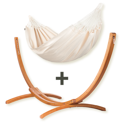 Maera Organic Latte - Single Size Organic Cotton Hammock with FSC® certified Eucalyptus Stand