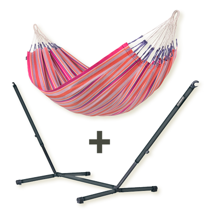 Nautico Organic Anthracite Flamingo - Amaca taglia doppia in cotone biologico con supporto in acciaio zincato