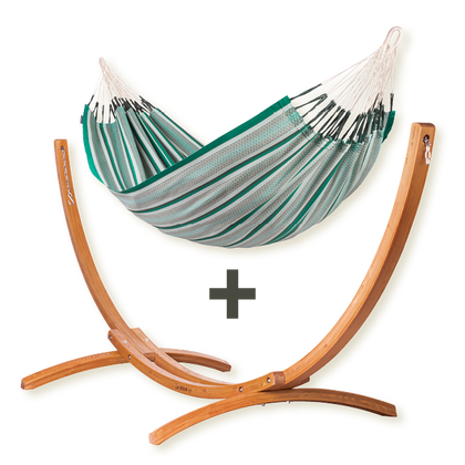 Maera Organic Agave - Double Size Organic Cotton Hammock with FSC® certified Eucalyptus Stand