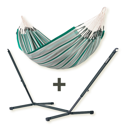 Nautico Organic Anthracite Agave - Double Size Organic Cotton Hammock with Galvanized Steel Stand