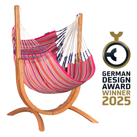 Udine Organic Flamingo - Organic Cotton Hammock Chair with FSC™ certified Eucalyptus Stand