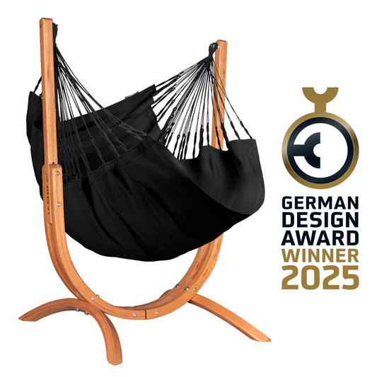 Udine Organic Onyx - Organic Cotton Hammock Chair with FSC™ certified Eucalyptus Stand