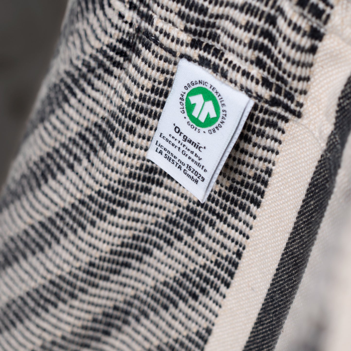 Udine Organic Zebra - Silla colgante de algodón orgánico con soporte de eucalipto con certificación FSC®