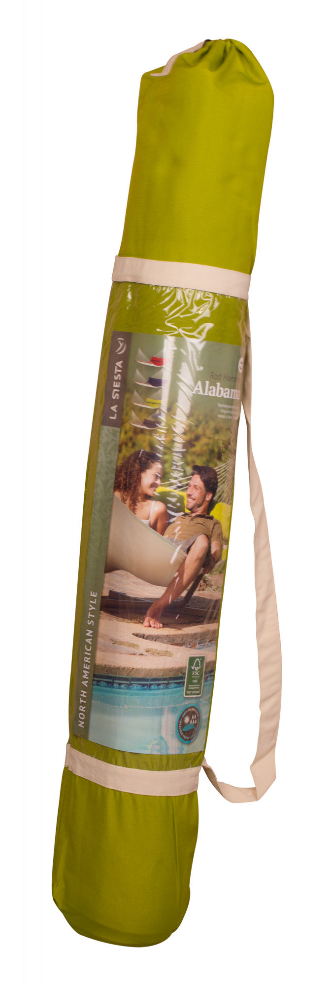 Alabama Avocado - Vadderad kingsize hängmatta med träkarmar
